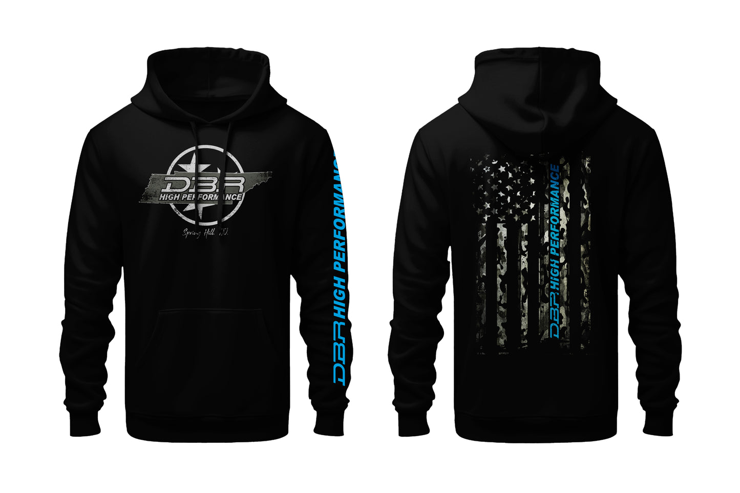 DBR - TN State U.S. Flag - Black Pullover Hoodie