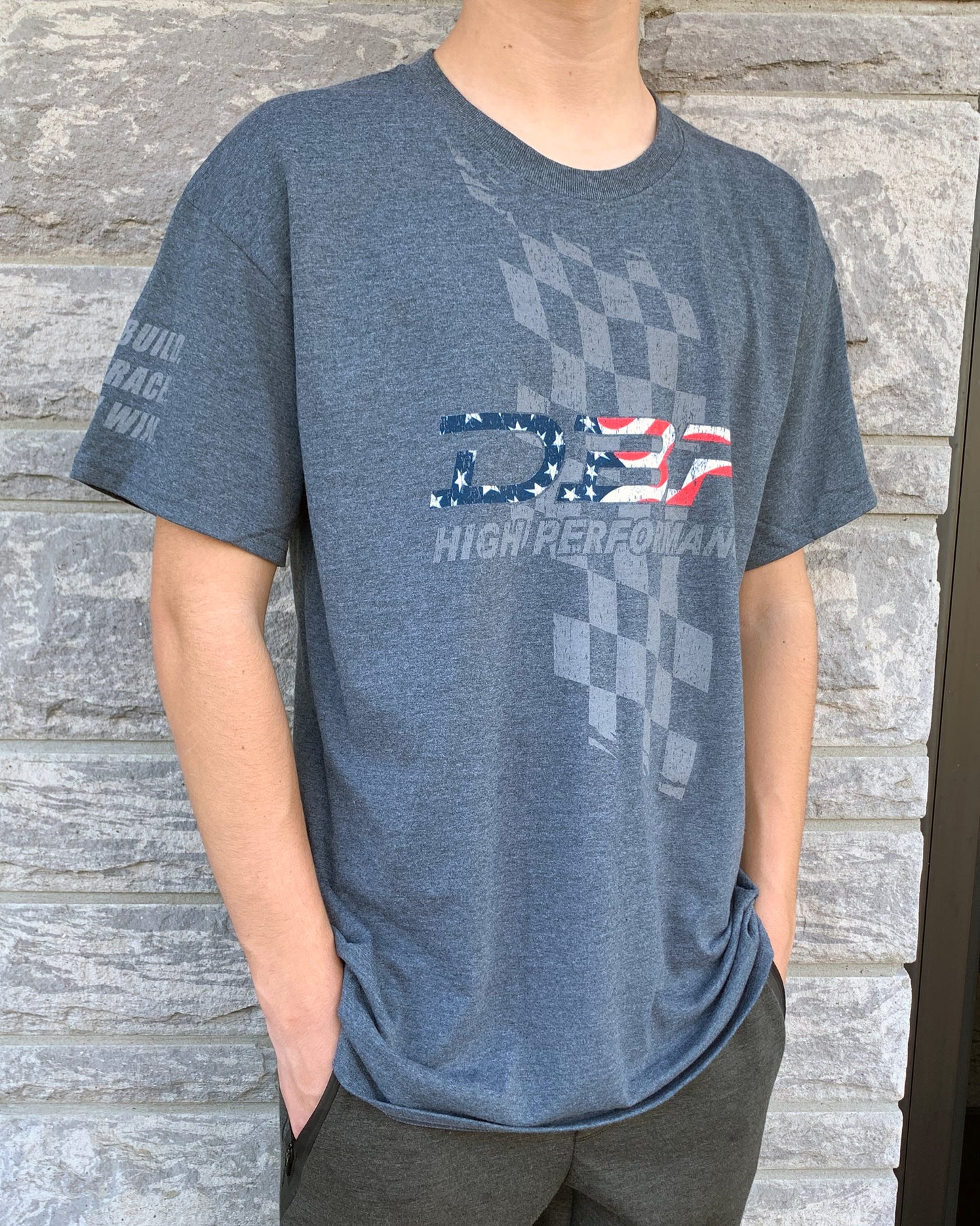 DBR - USA Flag - Dark Heather Gray T-Shirt
